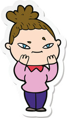sticker of a cartoon woman