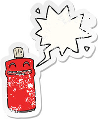 cartoon spray can and speech bubble distressed sticker