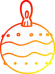 warm gradient line drawing christmas bauble decoration
