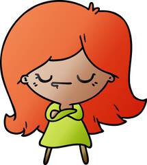 gradient cartoon of cute kawaii girl