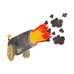 retro cartoon big cannon firing