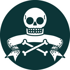 icon with banner of a skull and bones