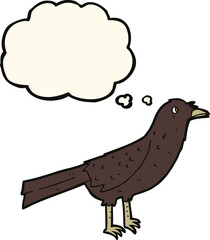 cartoon crow with thought bubble