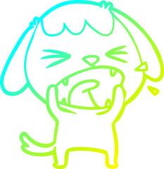 cold gradient line drawing cute cartoon dog barking
