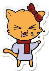 sticker of a cartoon cat