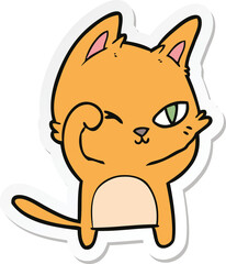 sticker of a cartoon cat rubbing eye