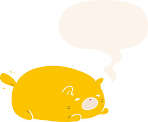 cute cartoon cat and speech bubble in retro style