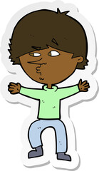 sticker of a cartoon suspicious man