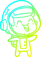 cold gradient line drawing happy cartoon astronaut