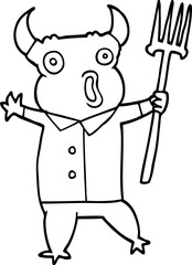 line drawing cartoon demon monster