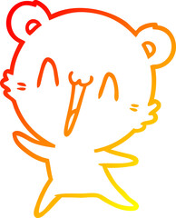 warm gradient line drawing happy bear cartoon