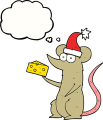 thought bubble cartoon christmas mouse with cheese