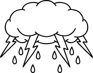 black line tattoo of a storm cloud