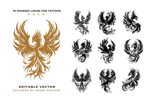 Phoenix Logos for Tattoos Pack x10
