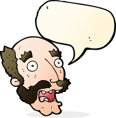 cartoon shocked old man with speech bubble