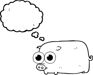 thought bubble cartoon piglet with big pretty eyes