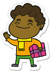 sticker of a cartoon friendly man