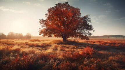 lone tree in a field during autumn