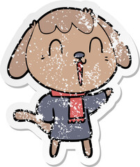 distressed sticker of a cute cartoon dog