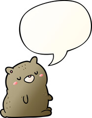 cute cartoon bear and speech bubble in smooth gradient style