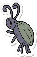 sticker of a cartoon happy beetle