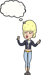 cartoon cool girl with thought bubble