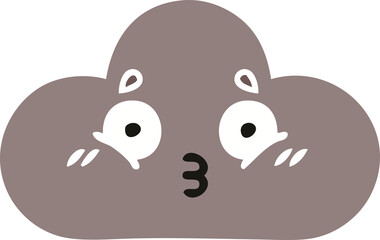 flat color retro cartoon storm cloud