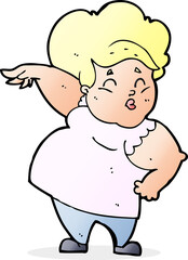 cartoon happy overweight lady