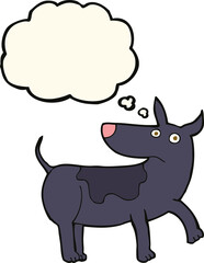 funny cartoon dog with thought bubble