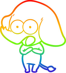 rainbow gradient line drawing cute cartoon elephant