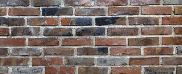 Building facade wall made of bricks vintage exterior background