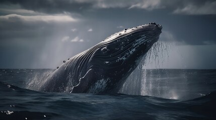 humpback whale breaching out of the water