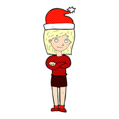 cartoon woman ready for christmas