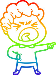 rainbow gradient line drawing cartoon furious man