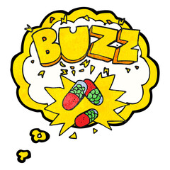 thought bubble textured cartoon stimulant pills