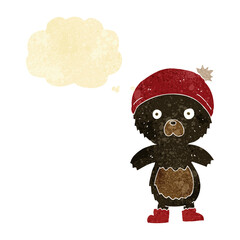 cartoon cute teddy bear with thought bubble