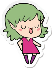sticker of a cartoon elf girl