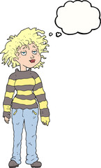 thought bubble cartoon chilled out girl