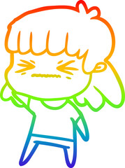 rainbow gradient line drawing cartoon woman