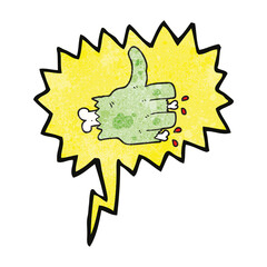 speech bubble textured cartoon zombie hand