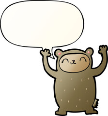 cute cartoon bear and speech bubble in smooth gradient style
