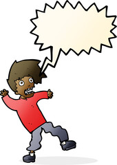 cartoon terrified man with speech bubble