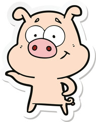 sticker of a cartoon pig pointing