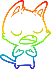 rainbow gradient line drawing talking cat cartoon
