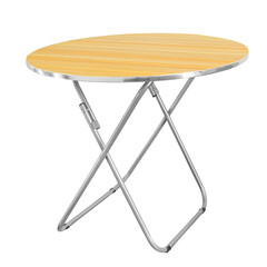 Folding table for picnic isolated on transparent background. Round table