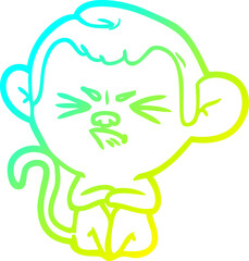 cold gradient line drawing cartoon annoyed monkey