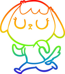 rainbow gradient line drawing cute cartoon dog