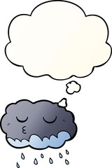 cartoon rain cloud and thought bubble in smooth gradient style