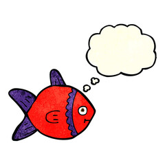 cartoon fish with thought bubble