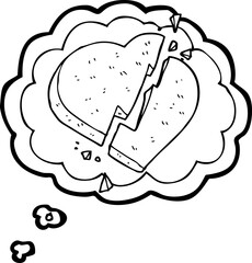 thought bubble cartoon broken heart symbol